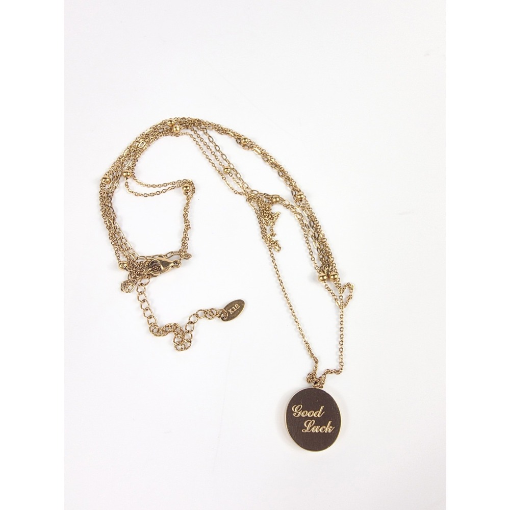 20" 18k Gold Plated S. Steel‎ 3 Layered Strand Good Luck Coin Pendant Necklace